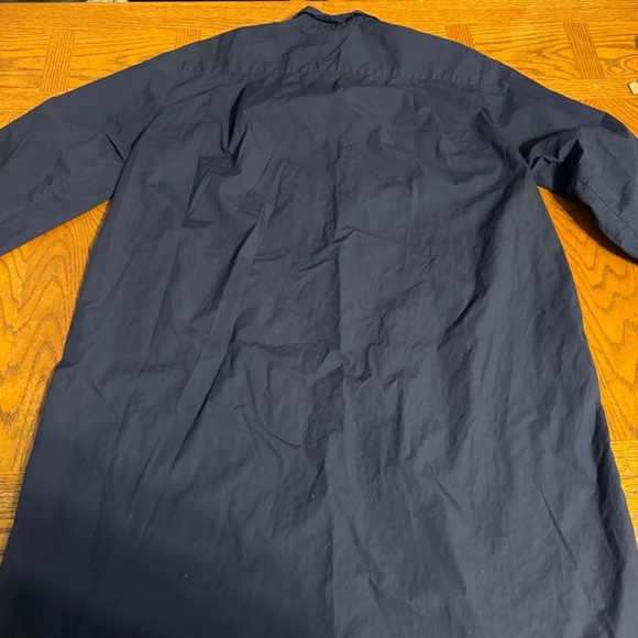 Stefano Mortari Midi Shirt Dress High Low Navy IT 42 or US 6 Lagenlook Artisinal - Picture 13 of 16